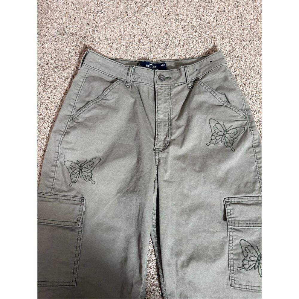Hollister Y2K Ultra High-Rise Dad Pants Green‎ Butterfly Cargo Pants Size 27 - Picture 5 of 9